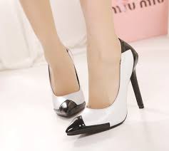 Fashion pointed toe thin heels high heeled single shoes black ...