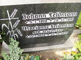 Grab von Johann Feldmann (05.07.1919-29.12.1991), Friedhof Eggelingen