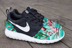 Nike Roshe Run Black White Island Flamingo Print V5 Edition Custom ...