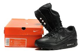 Nike Air Max Womens 90 Leather All Black Shoes_5722.jpg
