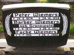 Grab von Peter Wiemers (29.08.1874-24.10.1958), Friedhof Spetzerfehn-