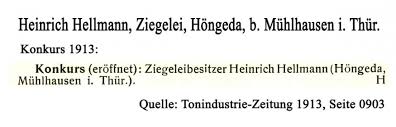 Dachziegel-Archiv: Heinrich Hellmann, Ziegelei (Hoengeda Ziegelei ...