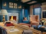 2013 Blue Wall Living Room With Fire Place Ideas - OnArchitectureSite.