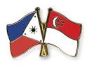 Crossed Flag Pins Philippines-Singapore Flags