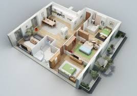 Denah Rumah Sederhana Minimalis Dengan 3 Kamar Tidur 2 Kamar Mandi