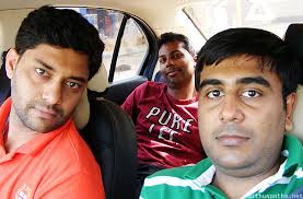 Anand Mithun Ramesh in car. We had plenty of time to take photos of ourselves in the car - anand-mithun-ramesh-in-car