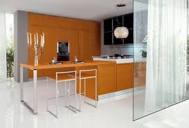 Luxury Kitchen Orange Tones Furniture And Glass Decoration