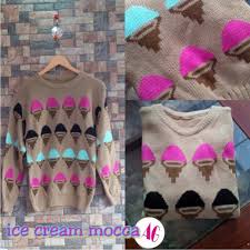 Sweater Wanita Korea Ice Cream Mocca - Grosir Baju Rajut Murah
