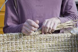 tischler fraser anderson fertigt einen traditionellen orkney-stuhl aus treibholz und stroh, carpenter, traditional handcraft, orkney islands, scotland, ...