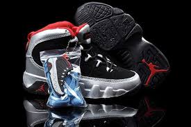 Kn32] Nike Air Jordan 9 Kids Shoes Black Sliver Red uk free ...