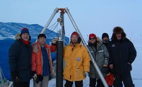 Left to right: Jamie Morison, Jun Inoue, Takashi Kikuchi, Keith van Thiel, and two Russian friends who maintain the Barneo camp. - POPSdeploy_060417