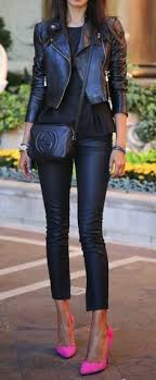 55-fall-outfit-ideas-super-cute-clothing-inspiration-for-fall-all-black-black-leather-pink-heels-black-outfit-hot-pink-leather-outfit-pink-pumps-pink-shoes.jpg