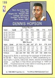 Dennis Hopson New Jersey Nets 1990 NBA Hoops No. 199 back - dhopson90hoops2