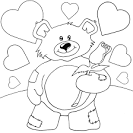 teddy bear with rose coloring page - Coloring.