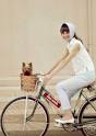 AUDREY HEPBURN 8x10 PICTURE BICYCLE DOG RARE PHOTO