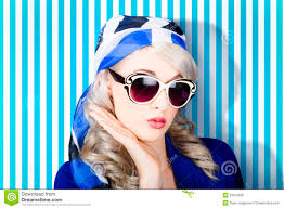 Beautiful retro pinup girl in scarf and sunglasses - beautiful-retro-pinup-girl-scarf-sunglasses-closeup-fashion-picture-face-salon-style-blond-hair-wearing-33075836