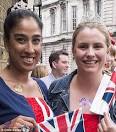 Saba Rehman from Croydon and Jo Grant from Tooting get into the union jack ... - article-2154411-13723B9C000005DC-516_470x533