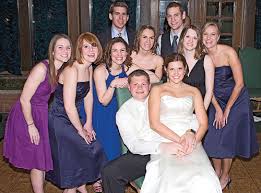 Those who attended included (from left) Will Irwin, Jim Franzen, Marilyn Caldwell, Blair Silliman, Erin George, Carlie (Bliss) Irwin, Heather Lingenfelter, ... - wedding_vales