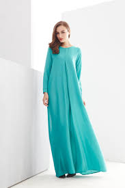 Aliexpress.com : Buy Pure color A line Muslim Abaya Long Sleeve ...