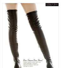 New black leather over the knee high heels boots women sexy slim ...
