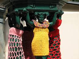 Yarn Bomb Statue Crochet Art