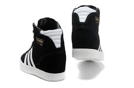 Simple Adidas Increase High-Heeled Shoes Women Black White, Low Price