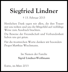 Siegfried Lindner : Danksagung - SHZ Trauer - SHZ - 24484810_large
