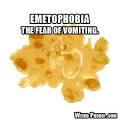 Emetophobia - The fear of vomiting.