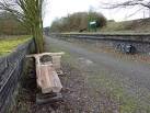 railway-themed sculpture / seat carved with 'Berlin, Germany 512m' back - via Daymix