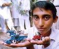 Bhinder Singh, 14-yea-old boy shows his craftmanship, the tiny working .
