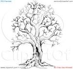 Clipart Black And White Sketched Hollow Bare Tree - Royalty Free ...