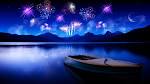 blue lake fireworks desktop wallpaper