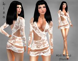 PROMO Lisa White Sexy Semi Sheer lace Long Sleeve Mini dress with Plunging Neckline - Lisa%20White%20copy