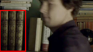 Sherlock has 4 volumes of The Children&#39;s Encyclopedia by Arthur Mee on his bookshelf (from Sherlock&#39;s Danger Night) - 20130501_sherlock_arthurmee
