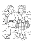 Walking to School coloring page