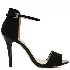 Buy MONIQUE Stiletto Heel Peep Toe Sandal Shoes Black Leather ...