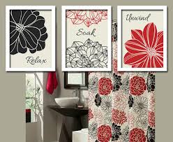 Black Red Bathroom Wall Art Prints Decor Canvas Custom Colors ...