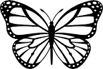 Black and White Monarch Butterfly - Free Clip Art