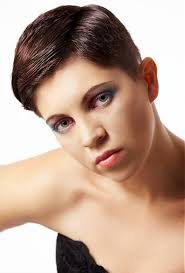 A neat side-partition, wet-look for some luster for a stand-out extremely short hairstyle. - side-short-cuts