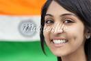 Teenage girl and indian flag