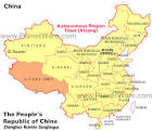 Map of China - Autonomous Region Tibet (Xizang) | PlanetWare