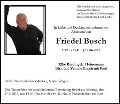 Anzeige für Friedel Busch