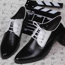 Men White and Black Lace Up Wedding Prom Dress Oxford Brogue Shoes ...