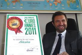 A clearly upset Andrea Stolfa, Alitalia\u0026#39;s EVP Marketing, Revenue Management \u0026amp; Network, hears the shock news about Lufthansa Italia\u0026#39;s demise. - euro-annies-alitalia