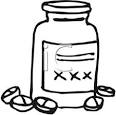 Black and White Medicine Bottle   Royalty Free Clipart Picture