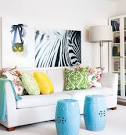 white living room soda zebra print ikea turquoise garden stools ...