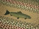 Lodge Rug  Trout Rug  braided oval cabin decor fishing rug decor