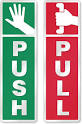 Aluminum Pull Push Door Sign with Graphic - Vertical - Red, Green ...