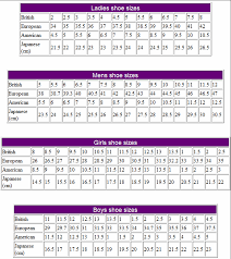 irving blake: shoes size chart