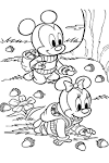 Coloriage bébé Mickey et Minnie